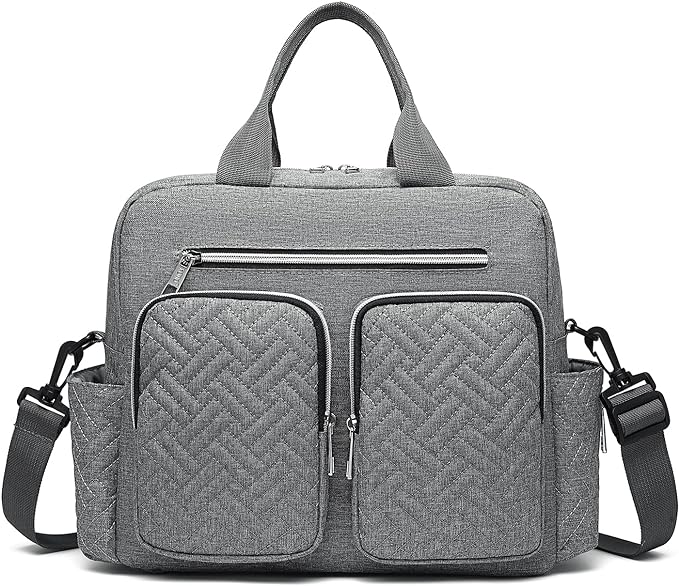 Grey baby bag from Amazon, baby travel essentials 