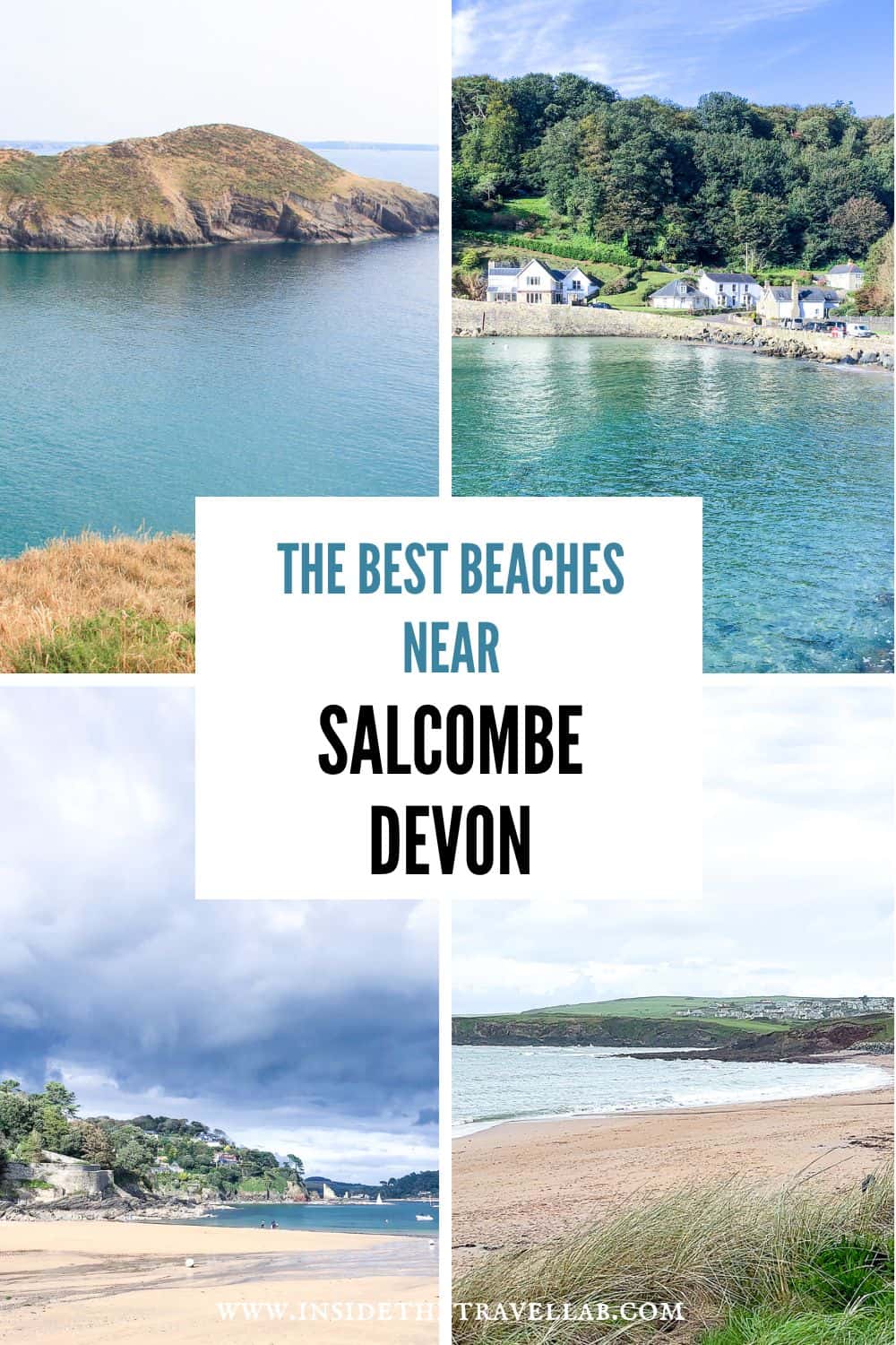 Best beaches near Salcombe cover image showing four beaches near the English town