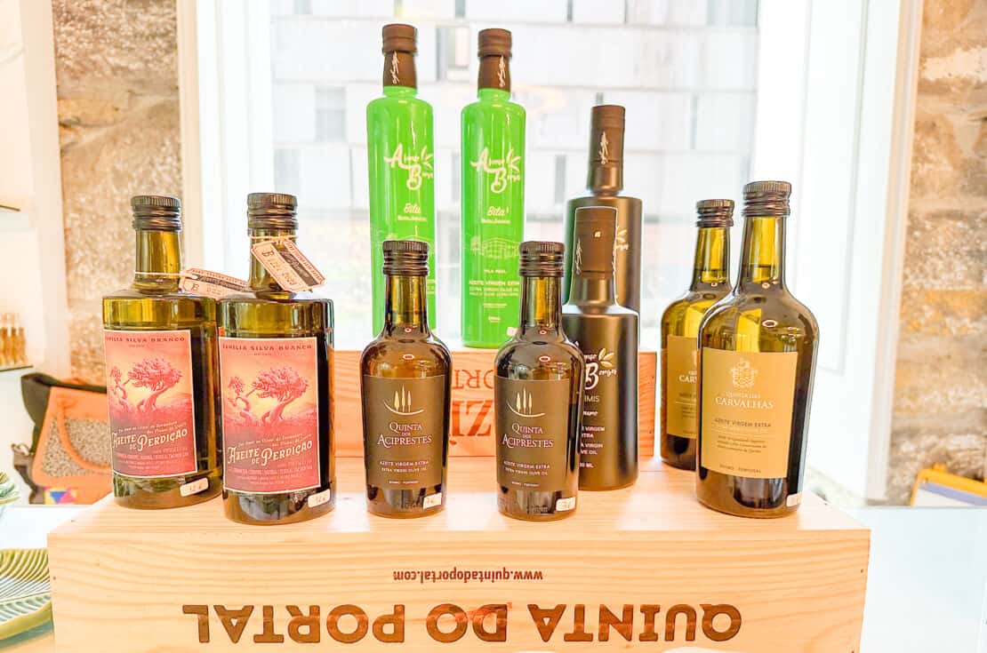 Range of olive oil souvenirs from the Douro Valley