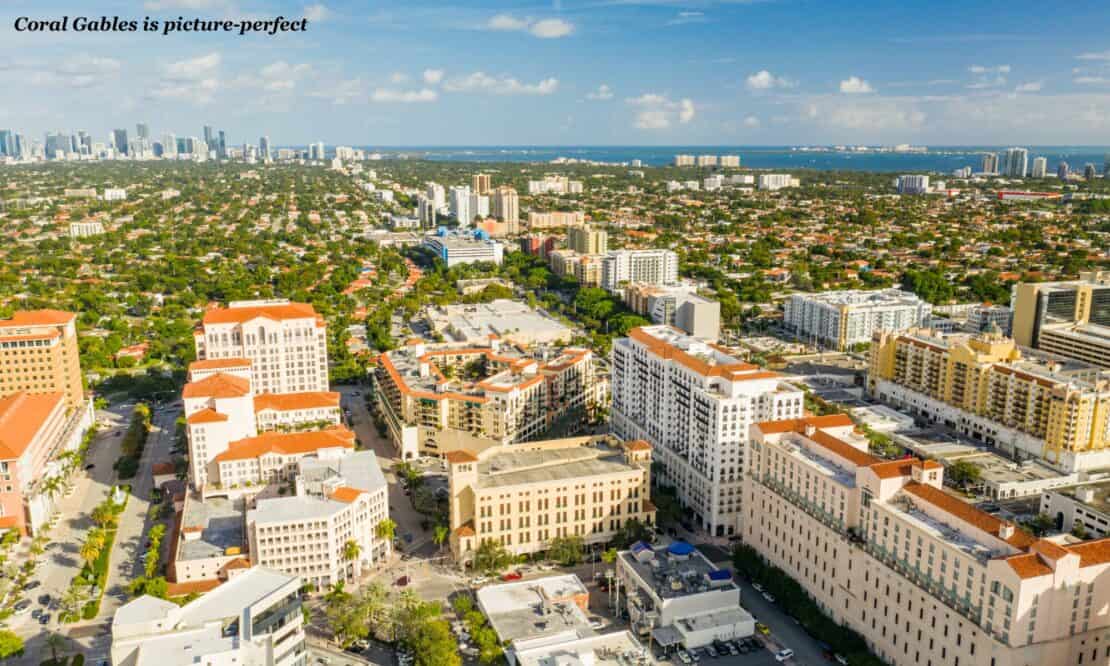Aerial view of Coral Gables in Miami, USA 