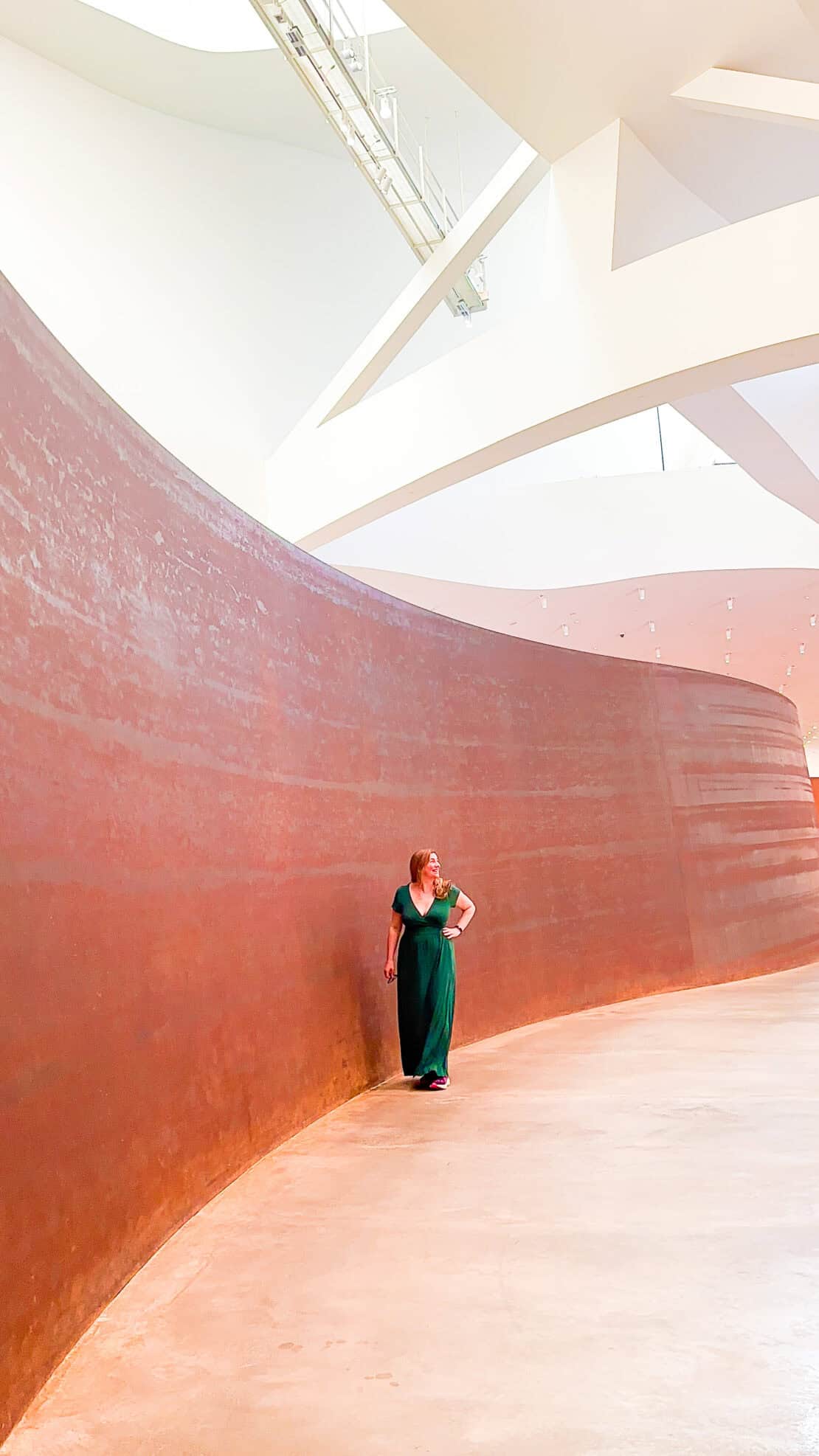 Abigail King inside the Guggenheim in Bilbao, Spain 