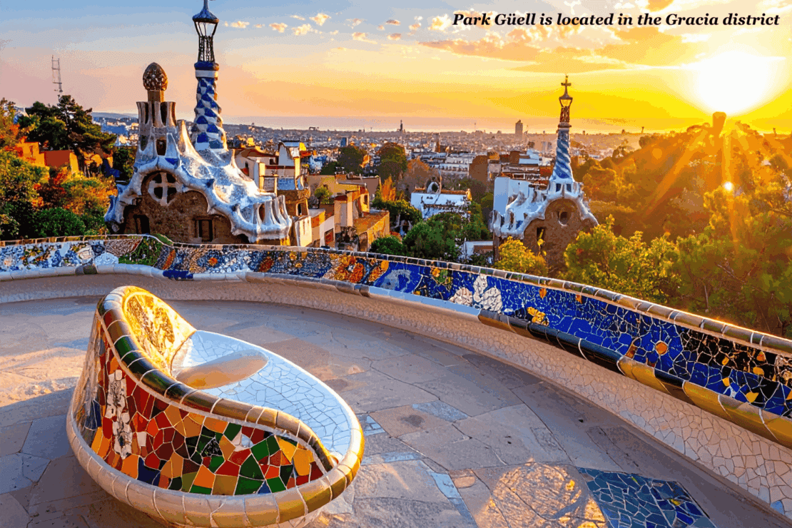 Park Güell at sunset - the best neighbourhoods to stay in Barcelona