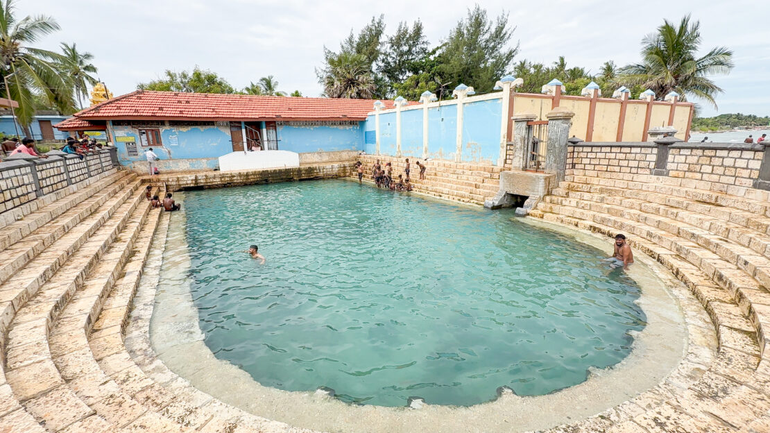 Locals swim at Keerimalai Pond in Jaffna, Sri Lanka - things to do in Jaffna