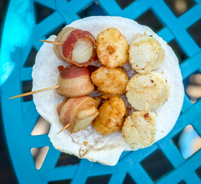 Scallops with bacon, breadcrumbs and regular at The Crow's Nest Digby Nova Scotia