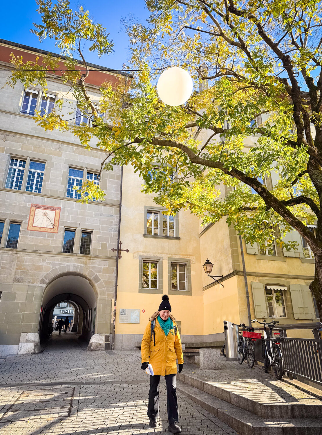 Abigail King in the Old Town in Lausanne Switzerland