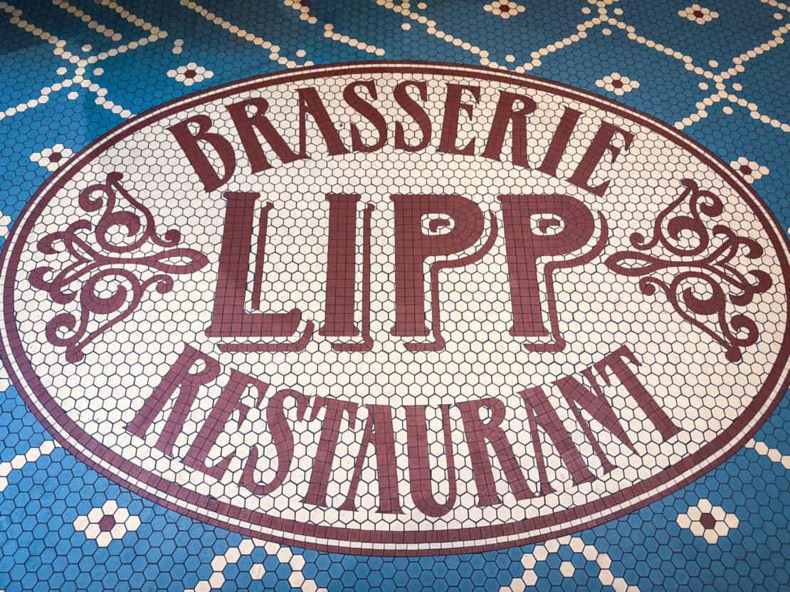 Brasserie Lipp Restaurant mosaic floor in Geneva Switzerland