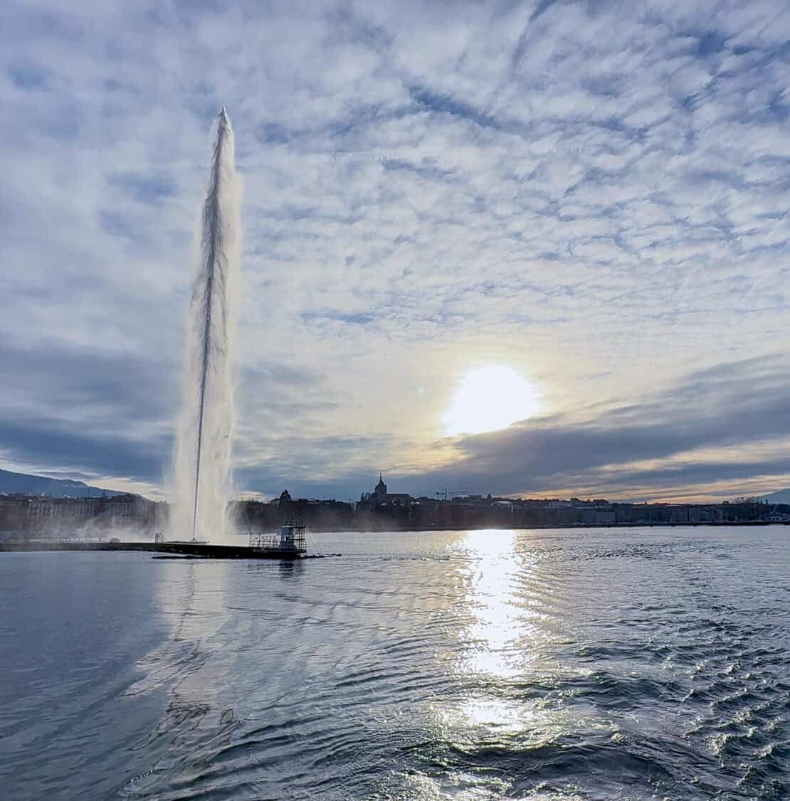 Square Jet d'Eau seen from Lake Geneva Switzerland