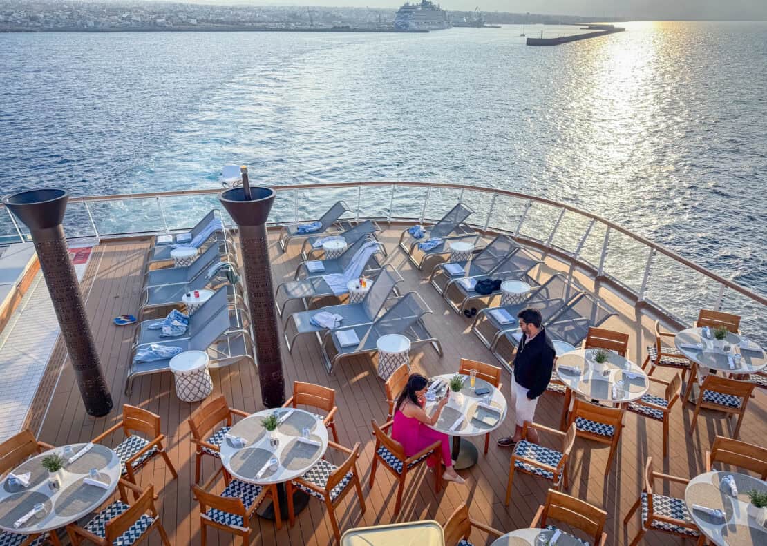 Woman dining on the Aquavit Terrace - Viking Jupiter cruise review