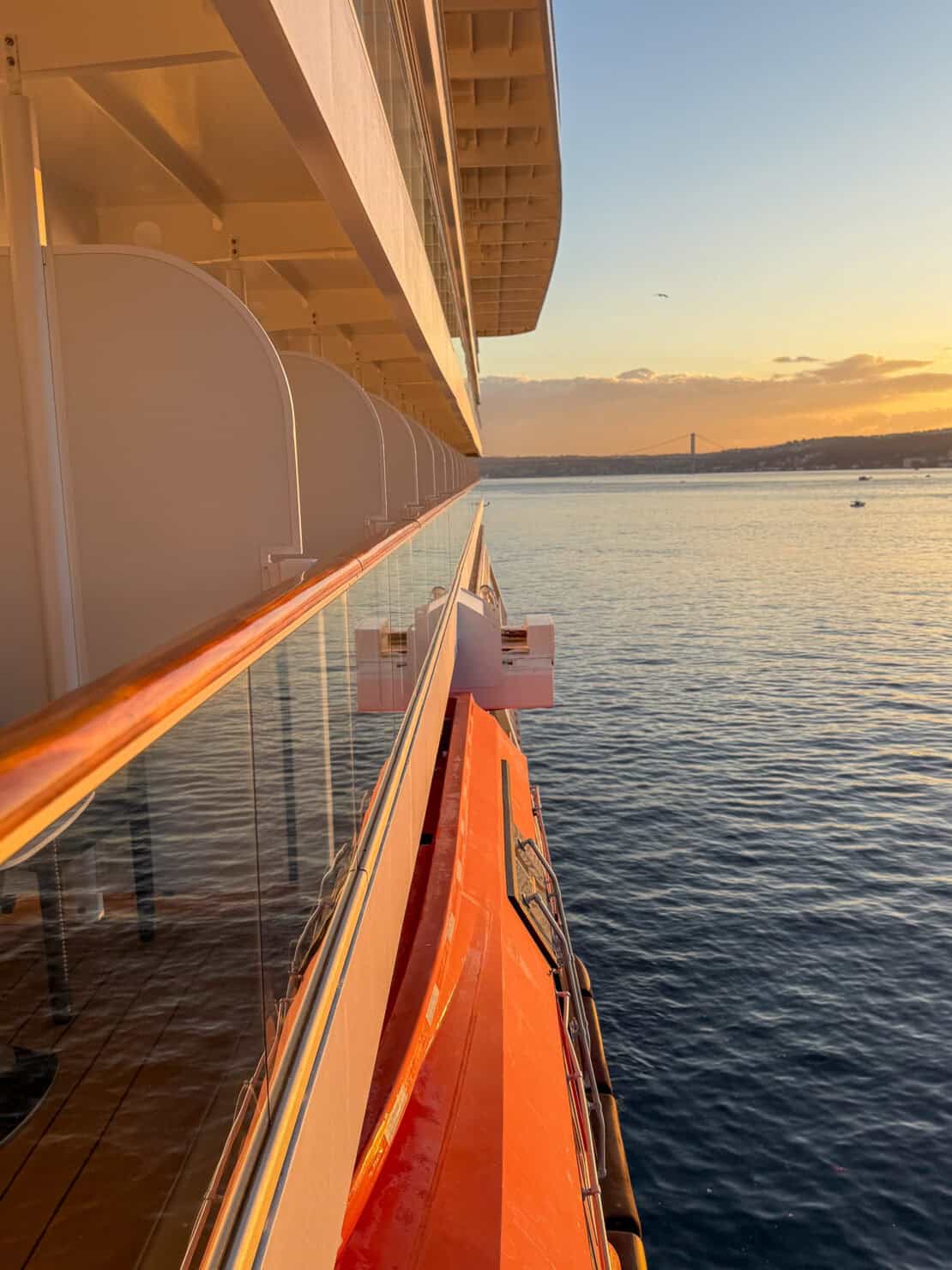 Sunset viewed from the side of the boat - Viking Jupiter cruise review