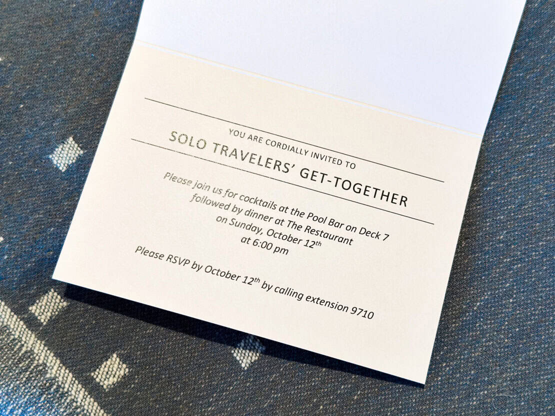 Invitation to the solo travellers' get together on board the Viking Jupiter - Viking Jupiter cruise review