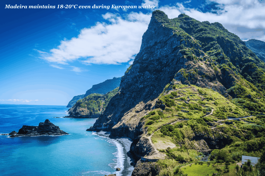 Rugged coastline of Madeira Island in Portugal - Winter Sun Holiday Destinations in Europe