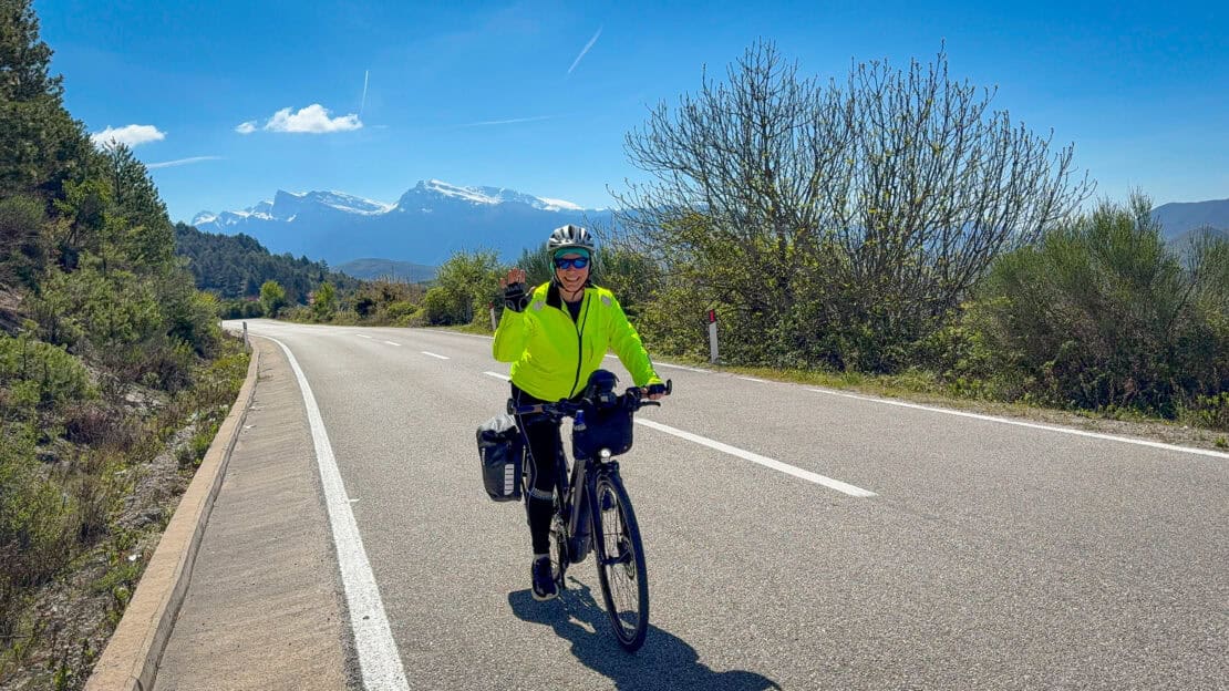 Abigail King cycling in Albania