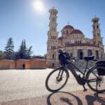 Bicycle in main square in Korce Albania