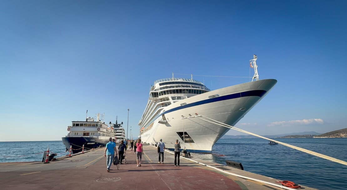 Cruise ship in a port in Rhodes, Greece - The Best Time to Cruise the Mediterranean