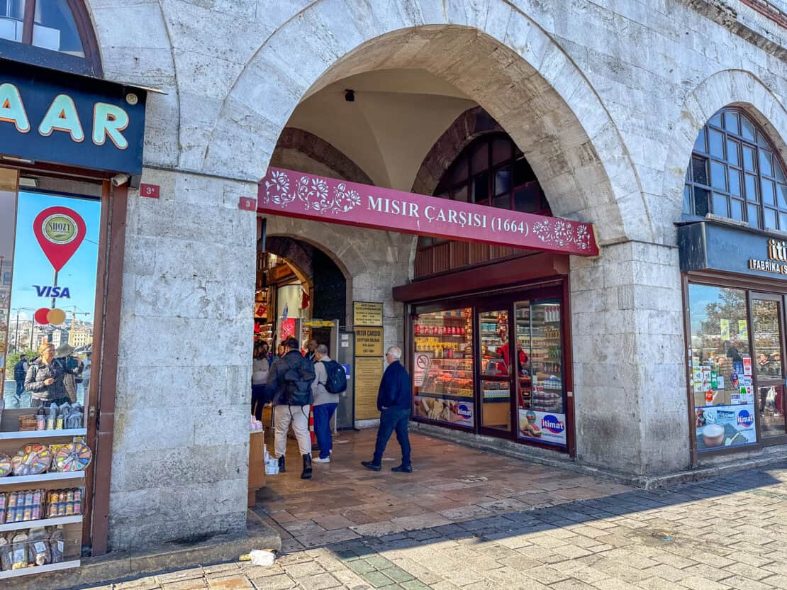 Entrance to the Spice Bazaar in Istanbul, Turkey - Turkish souvenirs