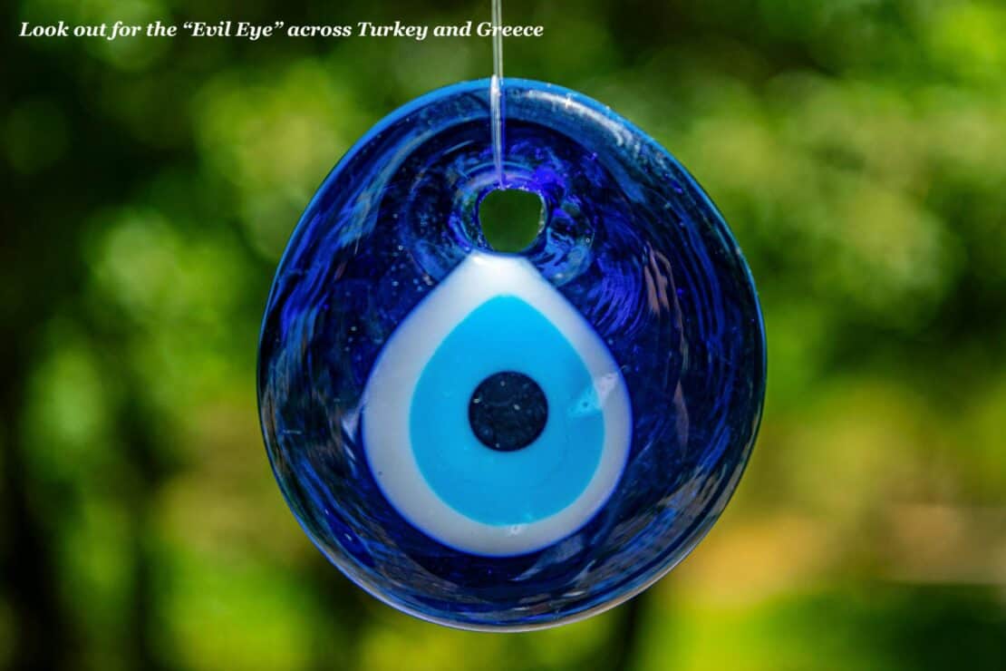 Close up of Evil Eye glass ornament