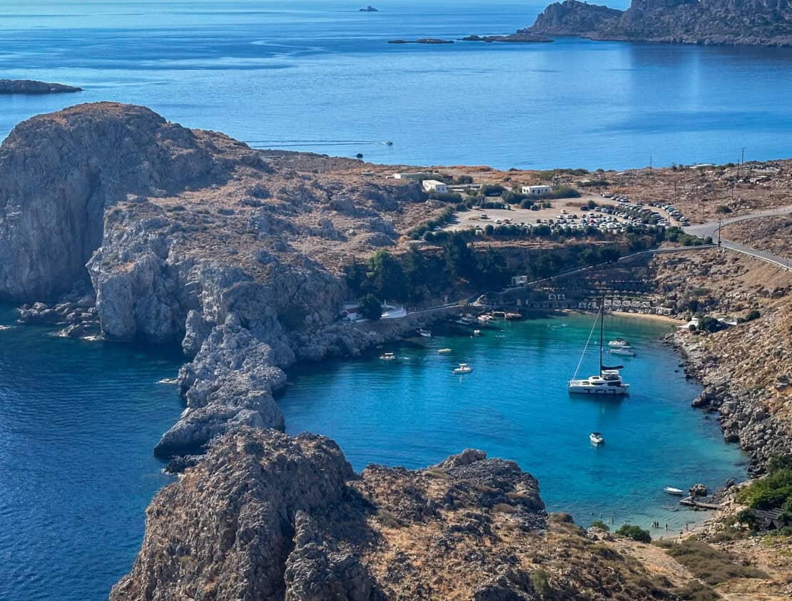 Heart shaped cove near Lindos on Rhodes Greece