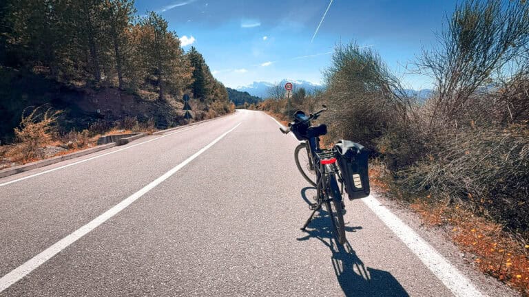 Bicycle on the road in Albania