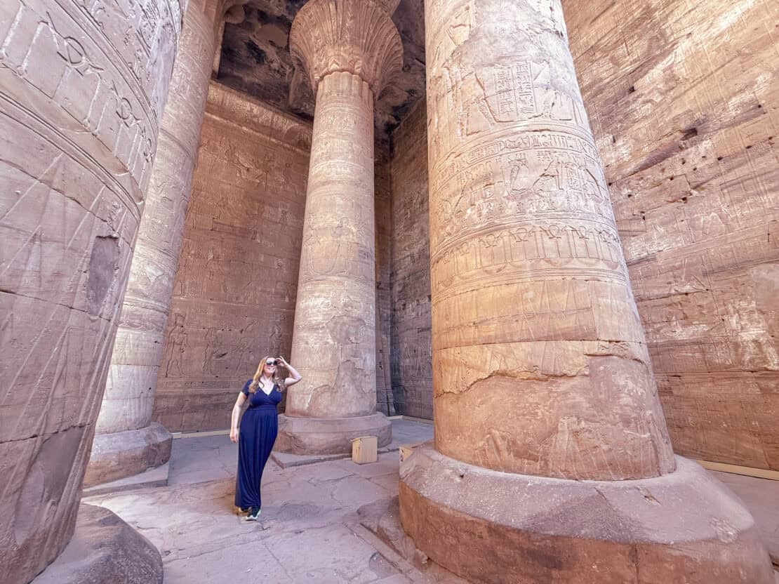 Abigail king inside a temple of columns from ancient Egypt