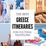 Montage of photographs from Greece including Knossos Rhodes Greek Food and Shipwreck from various itineraries