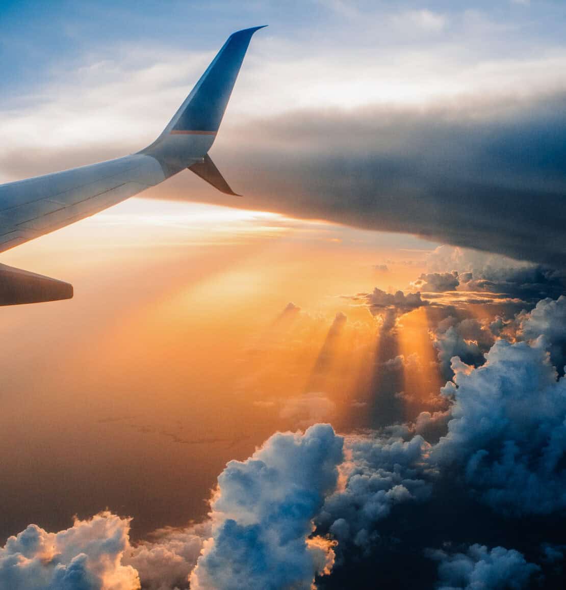 Square Sunset view from aeroplane