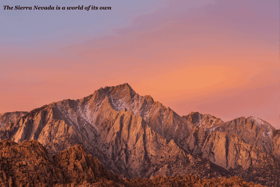 Pink skies above the Sierra Nevada mountains in California - best California road trips