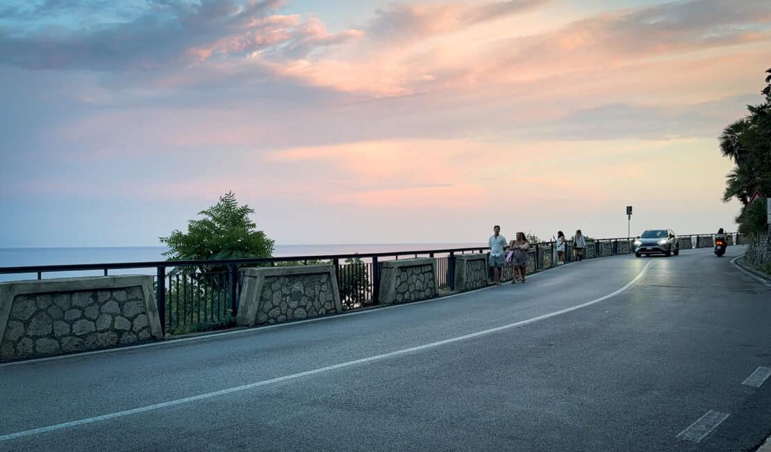 Fairly empty road on the Amalfi Coast Drive Italy
