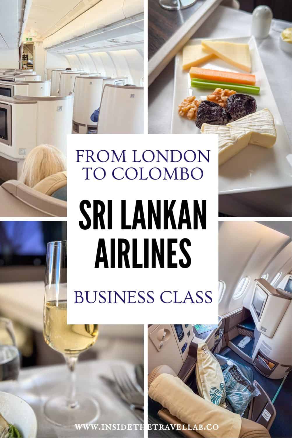 Business class cabin, inflight dining and seating aboard a SriLankan Airlines flight from London to Colombo