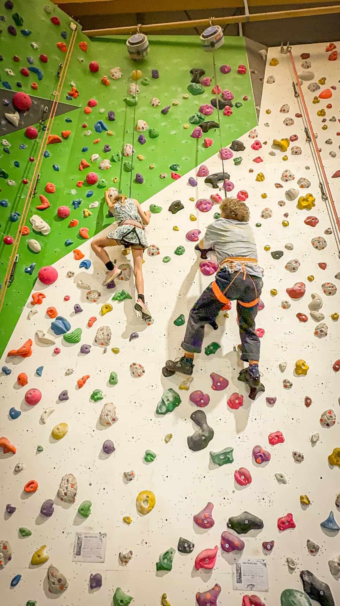 Girl and Man on auto bilay at Green Spider Climbing Hereford England