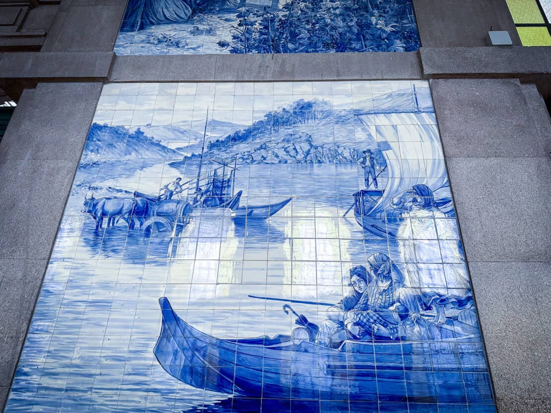 Portugal ceramic tiles in San Bento station Porto Portugal