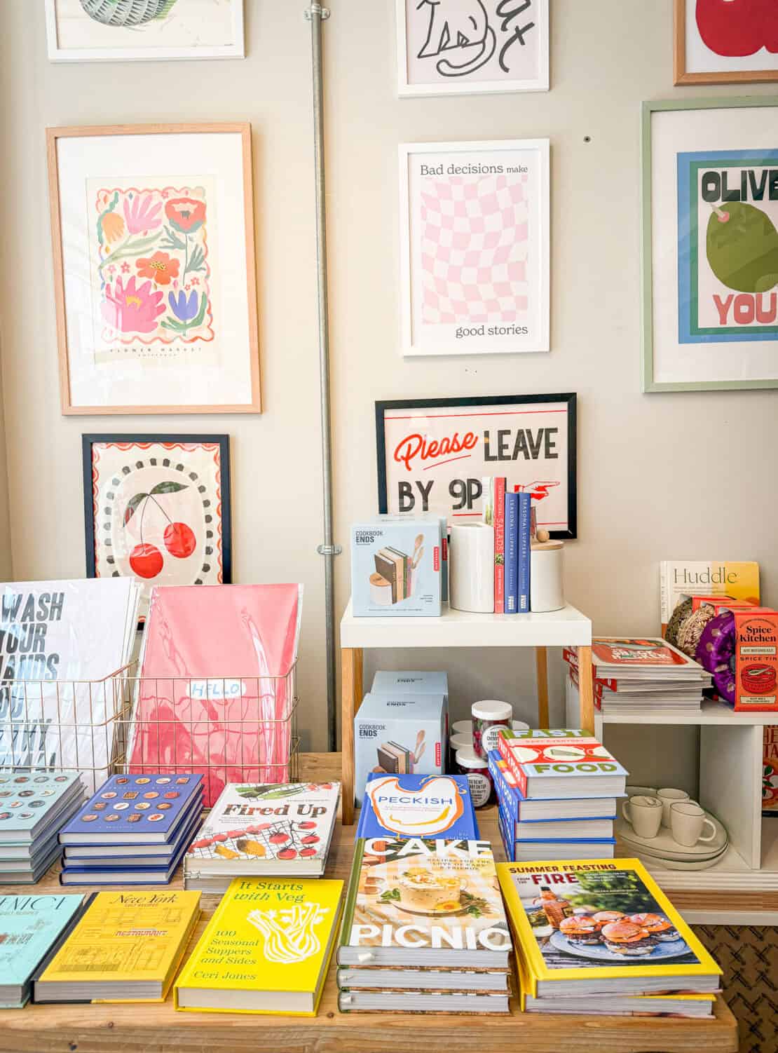 Books, artwork and gifts displayed in an independent shop in Hereford city centre