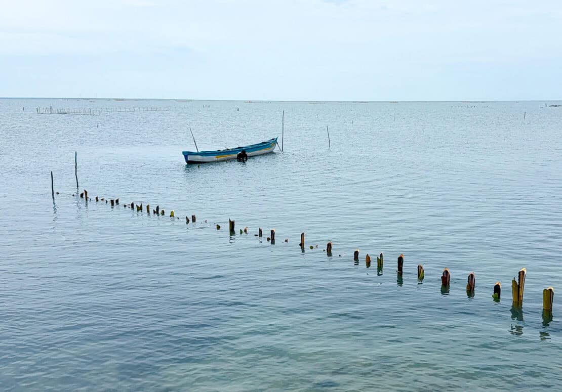 Lone boat on the water in Sri Lanka