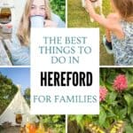 Family enjoying a Herefordshire countryside break, with glamping in a tipi, a child playing with a dog, butterfly encounters and outdoor nature experiences