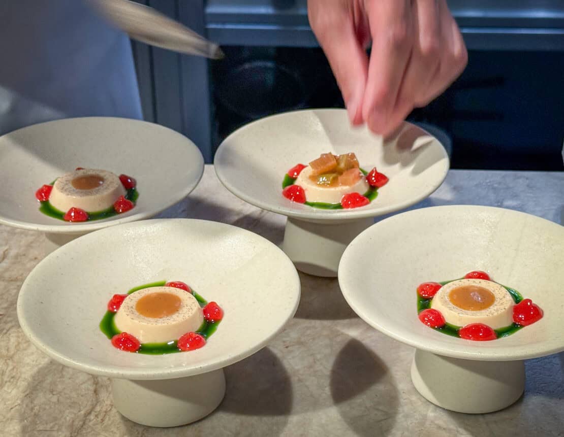 Food prep at Stagl Michelin Star Restaurant Prague Czech Republic