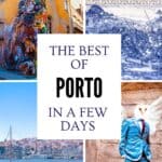 Collage of Porto featuring colourful street art, traditional blue azulejo tiles, the Douro River waterfront and an artistic mural