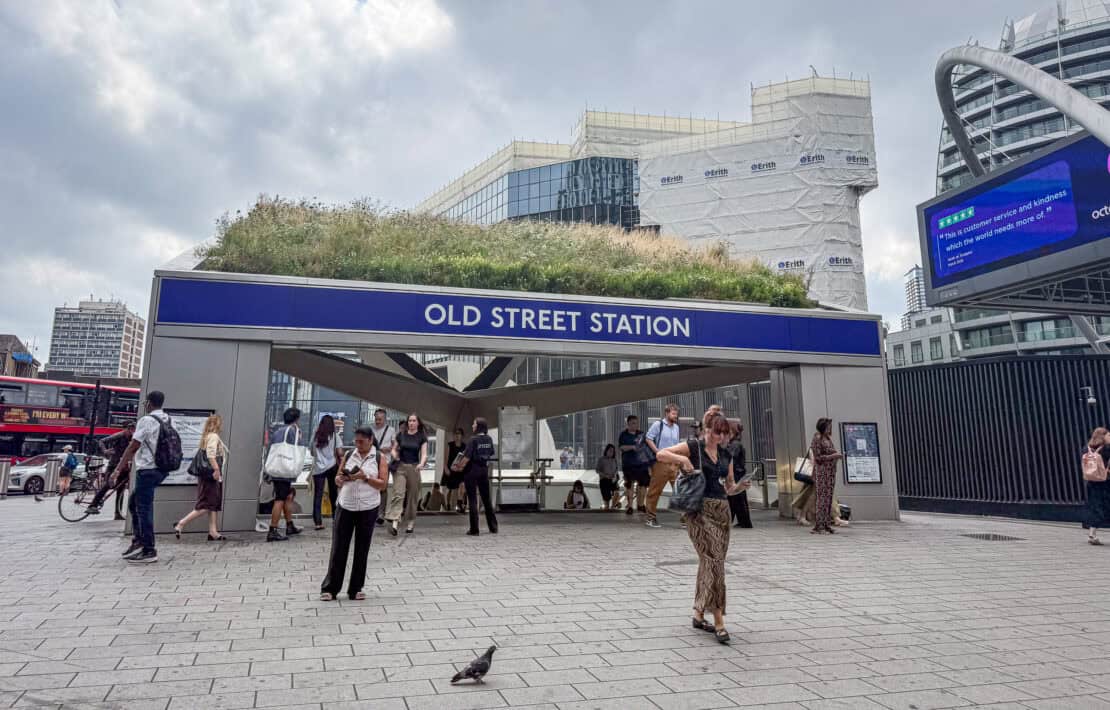 Entrance to Old Street station in London, England