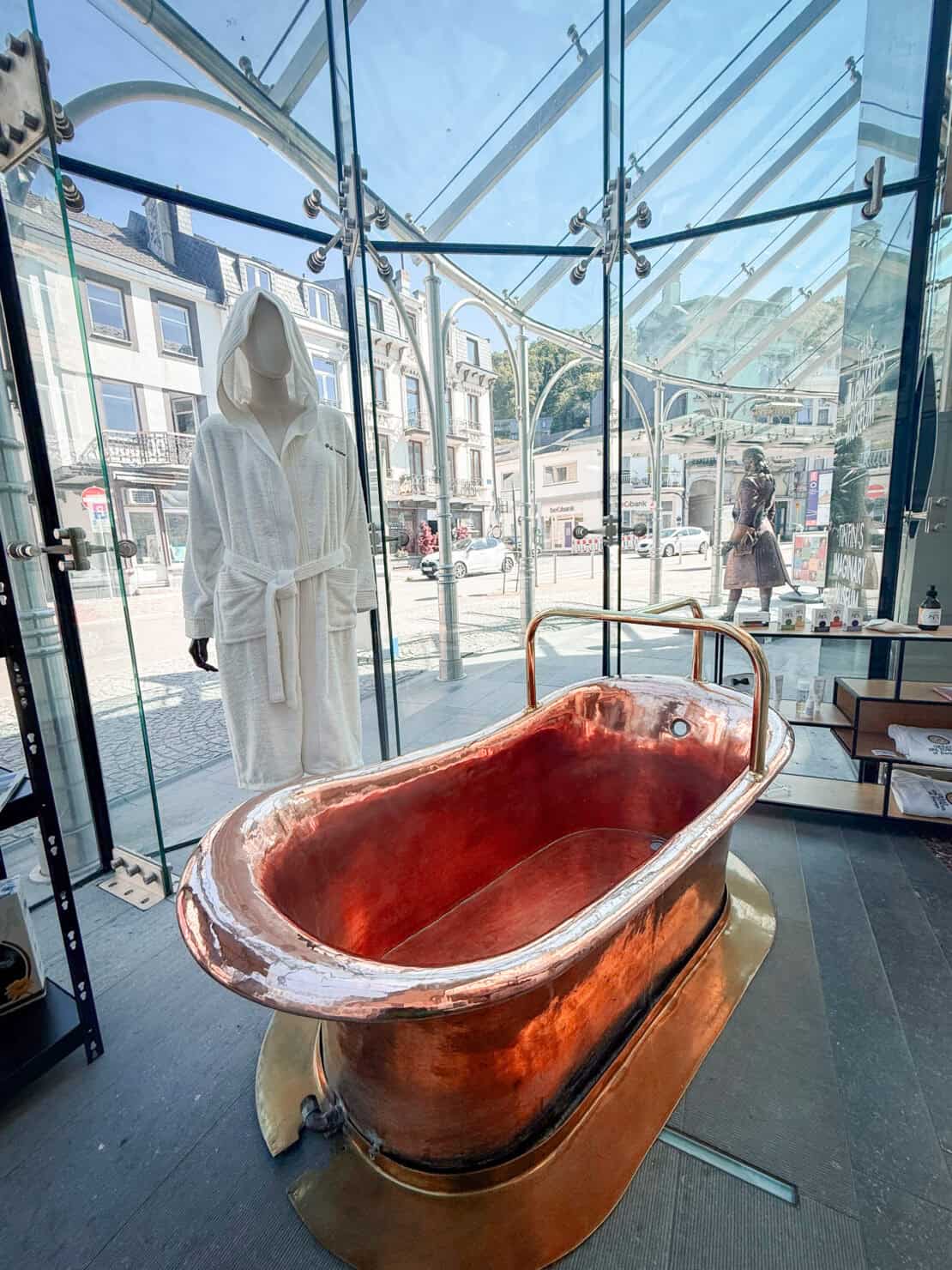 Traditional copper bathtub in Bath, England