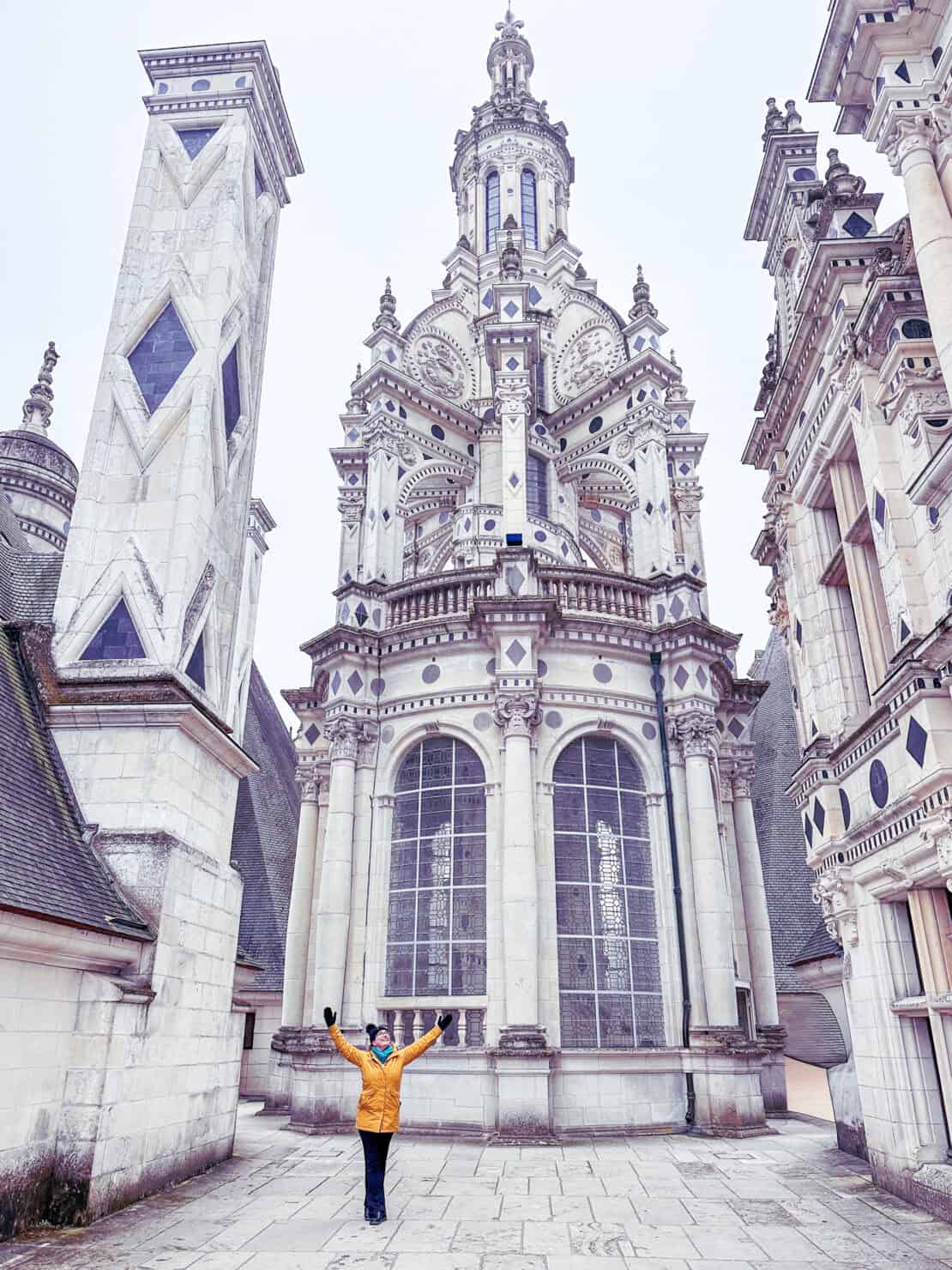 Abi on rooftop Chateau Chambord
