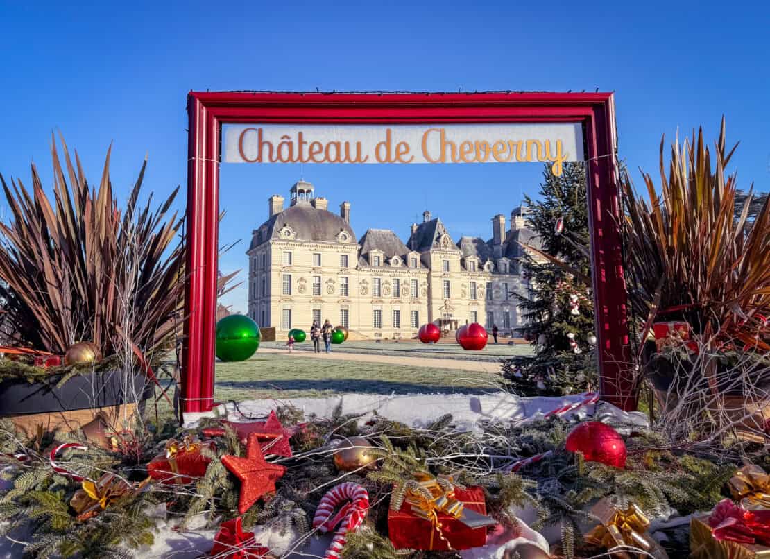 Chateau Cheverny in full Christmas Decorations Loire France