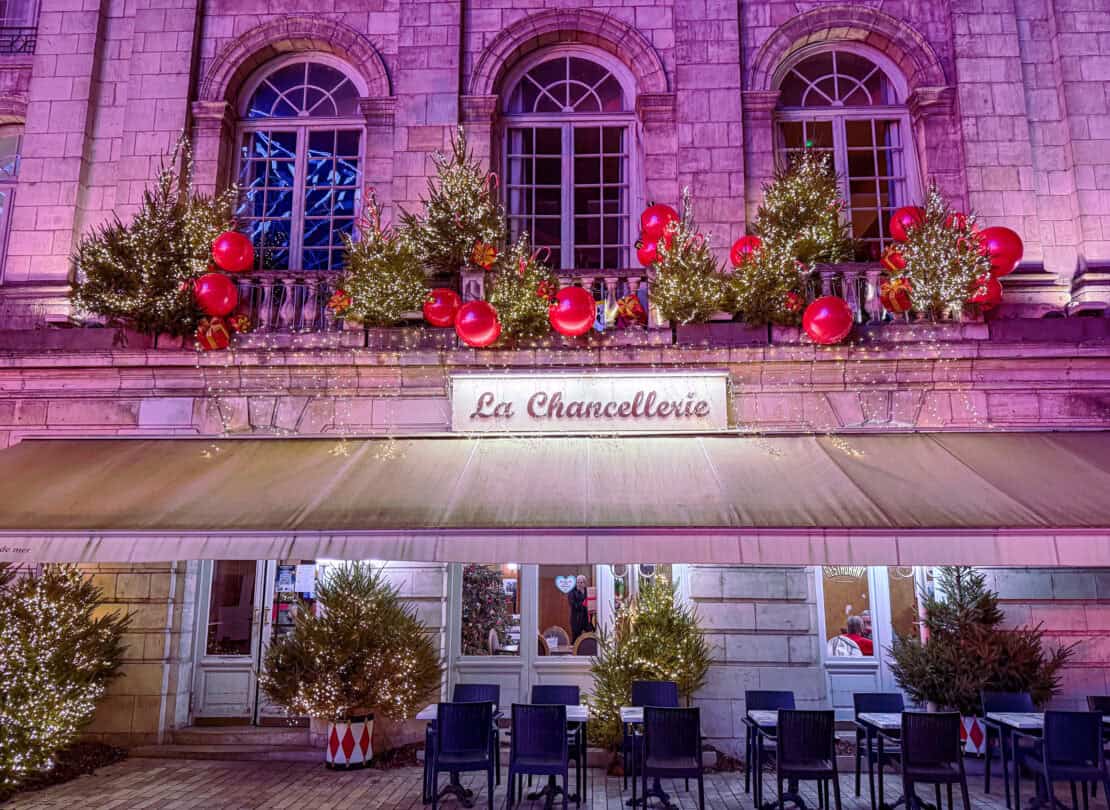 Christmas in Orleans Restaurant decorated